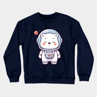 cute astronaut polar bear sleeping Crewneck Sweatshirt